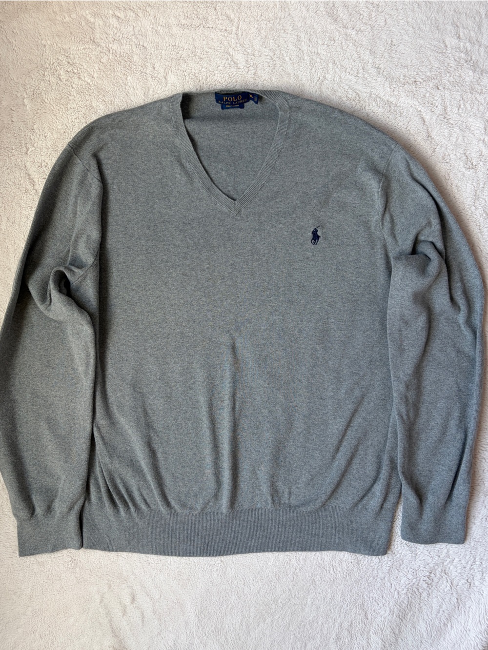 Polo by Ralph Lauren Men's V-Neck Sweater - Heather Gray Size XL